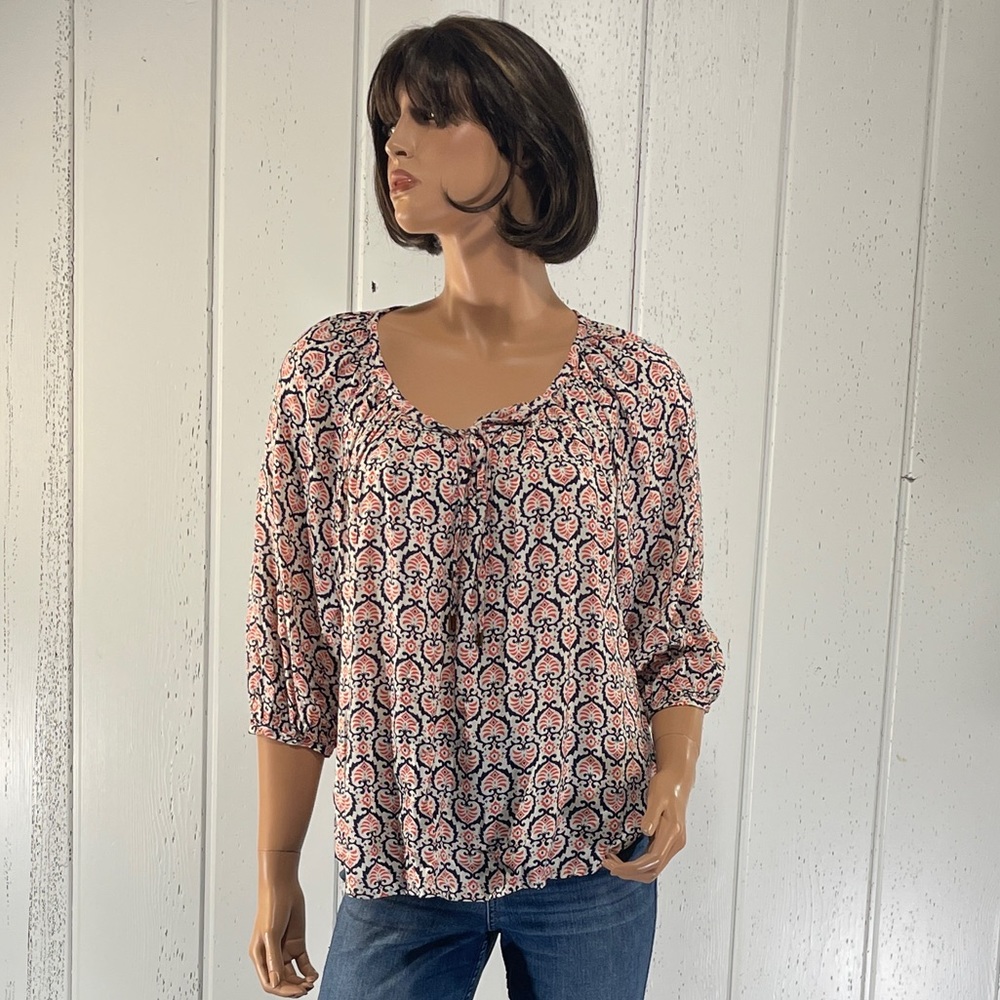 *Rose & Rhyme Women's Elastic Puffed Sleeve Blouse Sz M